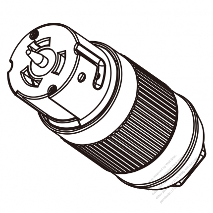 USA/Canada Marine Shore (NEMA SS1-50R)  3-Pin Straight blade Connector. 2 P, 3 Wire Grounding,50A 125V