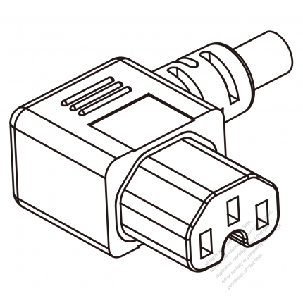 Europe IEC 320 C15 Connectors 3-Pin Angle (Left) 10A 250V