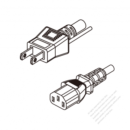 Japan 3-Pin Plug To IEC 320 C13 AC Power Cord Set Molding (PVC) 1.8M (1800mm) Black (VCTF 3X0.75mm² Round )