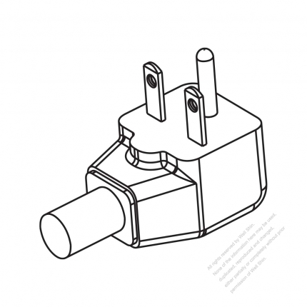 USA/Canada NEMA 6-15P Elbow AC Plug, 2 P/ 3 Wire Grounding 15A 250V