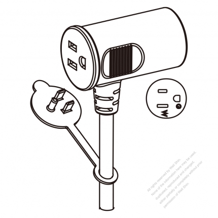 USA/Canada AC Connector 3-Pin (NEMA 5-15R) Straight Blade Grounding Connector 13A/15A 125V