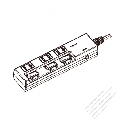 Taiwan Type Power Strip 2-Pin 3 outlets,