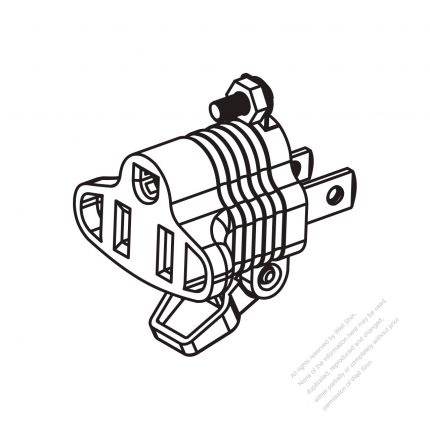 Adapter, US NEMA 1-15P Plug to 5-15R Connector, with easy pull, (metal blade ground), Ultrasonic Type 2 to 3 -Pin 10A/125V (No voltage conversion function)