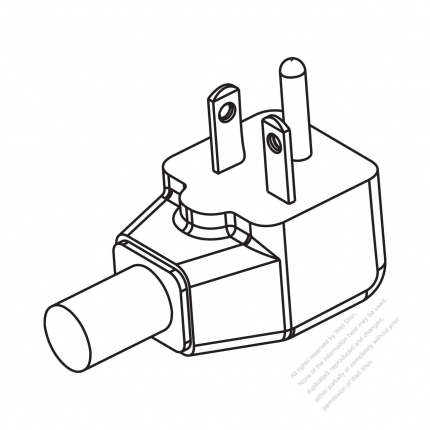 USA/Canada NEMA 6-20P Straight AC Plug, 2 P/ 3 Wire, Grounding 20A 250V