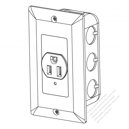 USA/Canada NEMA 5-15P Socket with panel, against electric shock 15A 125V