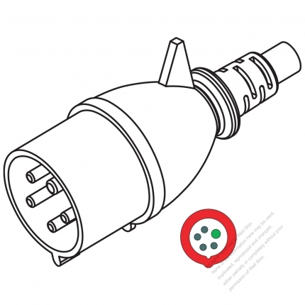 IEC 309  (3P+N+E) IP 44 Splash proof AC Plug, 32A 440V (11H)