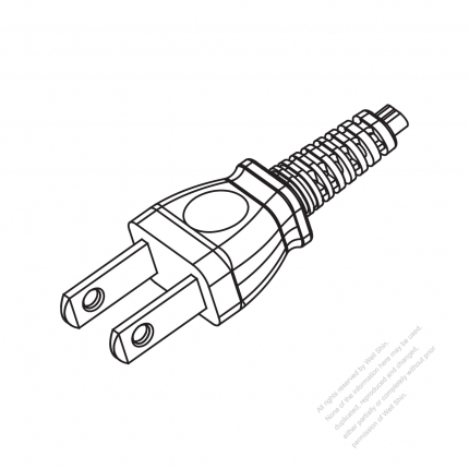 Taiwan/ Japan 2-Pin 2 wire Straight AC Plug, 7A/9A/ 11A/ 15A/12A 125V