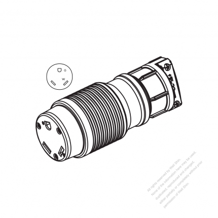 USA/Canada RV Connector (NEMA TT-30R)  3-Pin Straight, 2 P 3 Wire Grounding 30A 120V