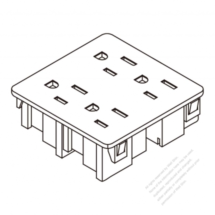 USA/Canada NEMA 5-15R Outlet x 4, 2 P 3 Wire Grounding 15A 125V