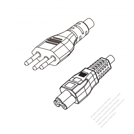 Brazil 3-Pin Plug to IEC 320 C5 Power Cord Set (PVC) 1.8M (1800mm) Black  (H03VV-F 3G 0.75MM2 )