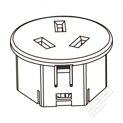 Outlet (China) x 1, Flat prong, CCC (10A), flange mounting  10A 250V