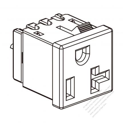 USA/Canada NEMA 5-15R/20R Outlet, 2 P 3 Wire Grounding 15A/20A 125V