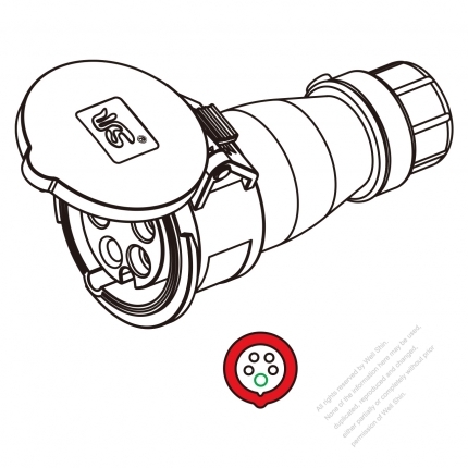 IEC 309 Connector 5-Pin 4P 5W, IP 67 Watertight connector 16A 200V/346~240V/415V