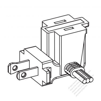 Taiwan/ Japan 2-Pin 2 wire T Shape AC Plug, 10A 125V