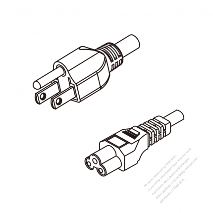 Japan 3-Pin Plug To IEC 320 C5 AC Power Cord Set Molding (PVC) 1.8M (1800mm) Black (VCTF 3X0.75MM Round )