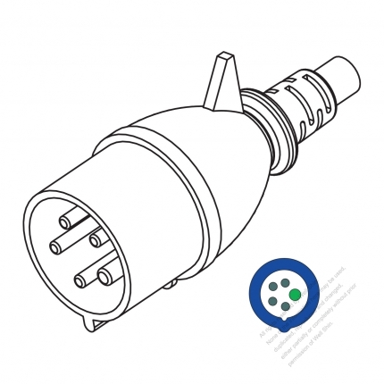 IEC 309  (3P+N+E ) IP 44 Splash proof AC Plug, 32A 230V (9H)