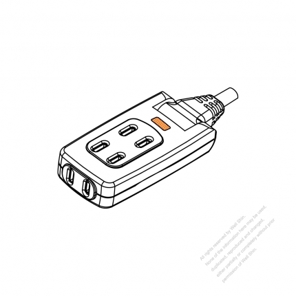 Taiwan Type Power Strip 2-Pin 3 outlets 15A 125V