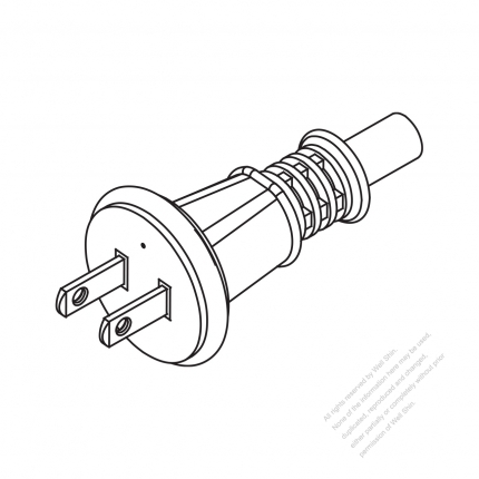 Taiwan/ Japan 2-Pin 2 wire Straight AC Plug, 7~15A 125V