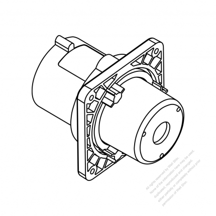 IEC 309 Interlock inlet, 2 P 3 Wire, IP 44 splash proof with cap, 30A/32A 250V