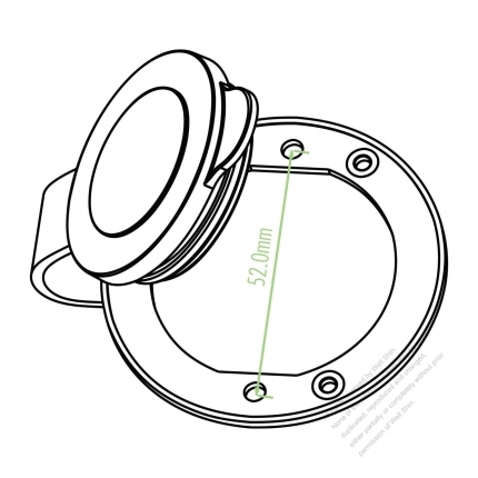 USA/Canada NEMA 5-15P Flanged Inlet, 2 P 3 Wire Grounding 15A 125V