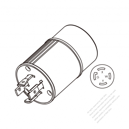 Adapter Plug, NEMA L14-20P Twist Locking to L14-30R, 3 P, 4 Wire Grounding 4 to 4-Pin 20A to 30A 125V/250V