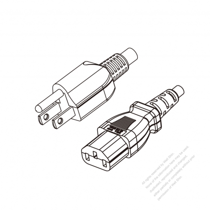 Taiwan 3-Pin Plug to IEC 320 C13 Power Cord Set (PVC) 1.8M (1800mm) Black  (VCTF 3X0.75MM )