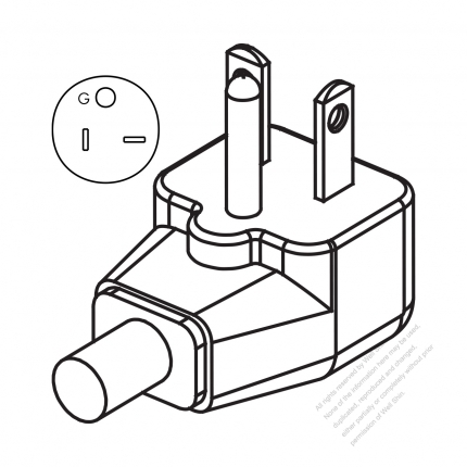 USA/Canada NEMA 6-20P Straight AC Plug, 2 P/ 3 Wire, Grounding 20A 250V