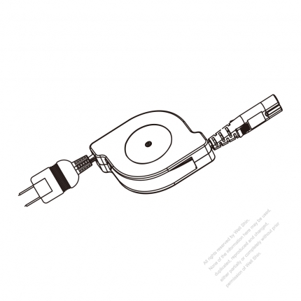 AC Auto-retrieve type, 2-Pin Notebook Power Cord, with optional AC cord/plug/connector (WS-004-L+WS-027-H Easy pull type)