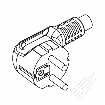 Cambodia 3-Pin Elbow AC Plug, 16A 250V