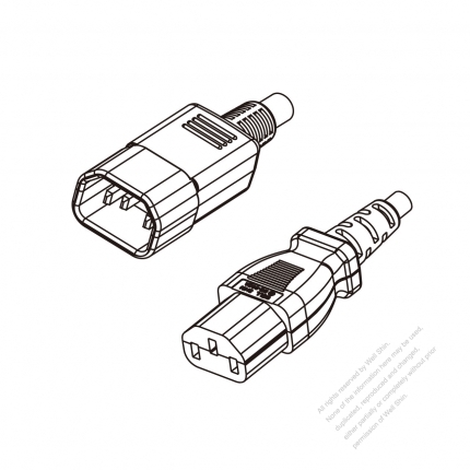 Japan 3-Pin IEC 320 Sheet E Plug to IEC 320 C13 Power Cord Set (PVC) 1.8M (1800mm) Black  (VCTF 3X0.75MM )