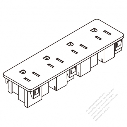 USA/Canada NEMA 5-15R Outlet x 4, 2 P 3 Wire Grounding 15A 125V