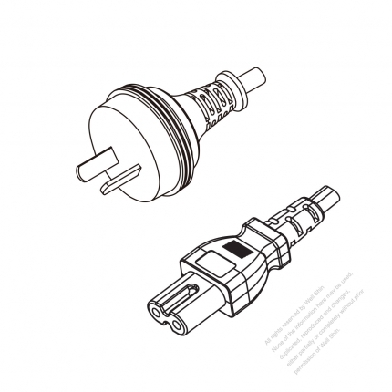 Australia 2-Pin Plug to IEC 320 C7 Power Cord Set (PVC) 1.8M (1800mm) Black  (H03VVH2-F 2X0.75MM )