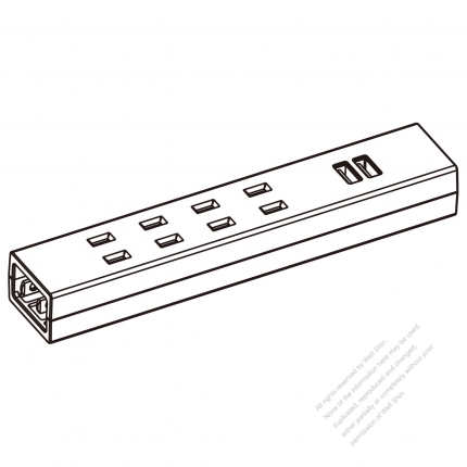Japanese Type Power Strip (USB) 2-Pin outlet x 4, USB charger x 2