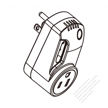 US/Canada 3 Pins Smart Control Adapter Plug/ Rotating Outlet x 1 Time Control Delay (NEMA 5-15P to 5-15R)