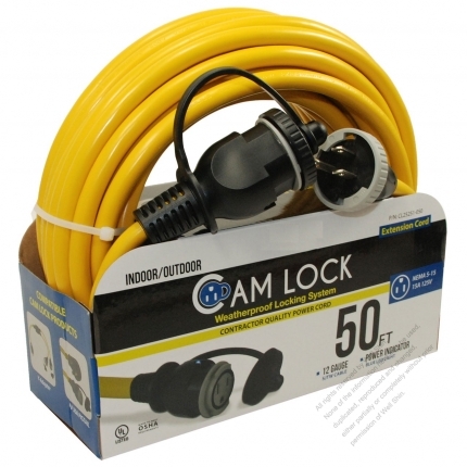 USA 3 Pin Locking Cord NEMA 5-15P Plug /5-15R Receptacle x 3（2.0MMSQ）Yellow/ Red/Blue 25 or 50 FT (7.62 or 15.24M)