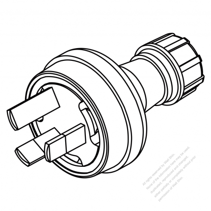 Australian Plug 3-Pin Straight,15A 250V