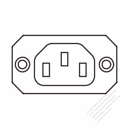AC Socket IEC 60320-2 Sheet F Appliance Outlet, Screw Type, 10A/15A