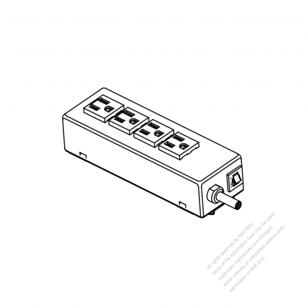 USA/ Canada Type Power Strip NEMA 5-15R outlet x 4, 3-Pin 15A/20A 125V