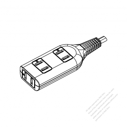 Taiwan Type Power Strip 2-Pin 3 outlets