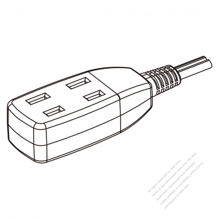 USA/Canada Multi-outlet AC Connector (NEMA 1-15R) Straight Blade 3 outlet, 2 P, 2 Wire Non-Grounding