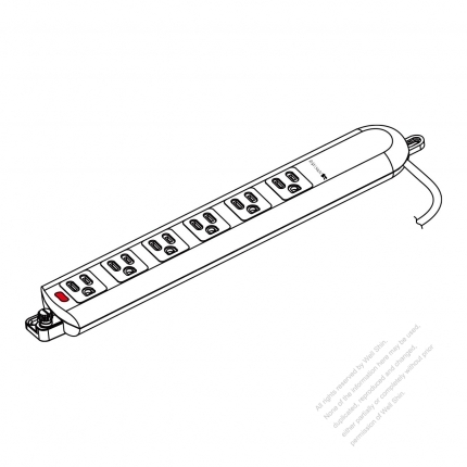 Japanese Type Power Strip 3-Pin outlet x 6, Horizontal