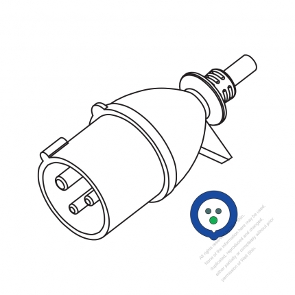 IEC 309 (2P+E ) IP 44 Splash proof AC Plug, 16A 220V(6H)