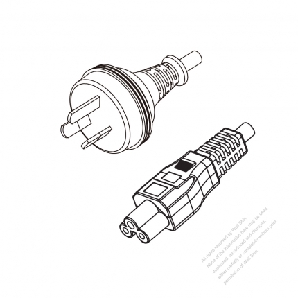 Australia 3-Pin Plug to IEC 320 C5 Power Cord Set (PVC) 1.8M (1800mm) Black  (H03VV-F 3G 0.75MM2 )