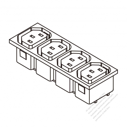 AC Socket IEC 60320-2 Sheet F Appliance Outlet  X 4, 10A/15A