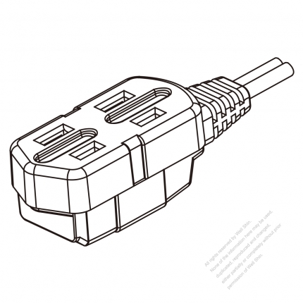 USA/Canada Multi-outlet AC Connector (NEMA 1-15R) Straight Blade 3 outlet, 2 P, 2 Wire Non-Grounding