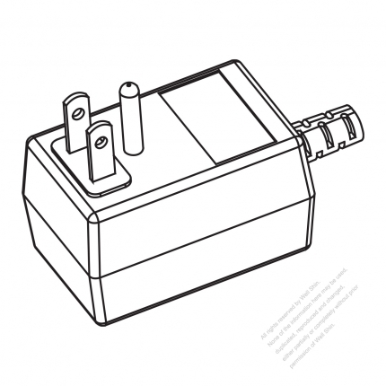 Taiwan/ Japan 3-Pin Elbow AC Plug, 15A 125V