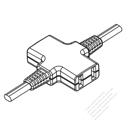 USA/Canada Multi-outlet AC Connector (NEMA 1-15R) Straight Blade 3 outlet, 2 P, 2 Wire Non-Grounding15A 125V