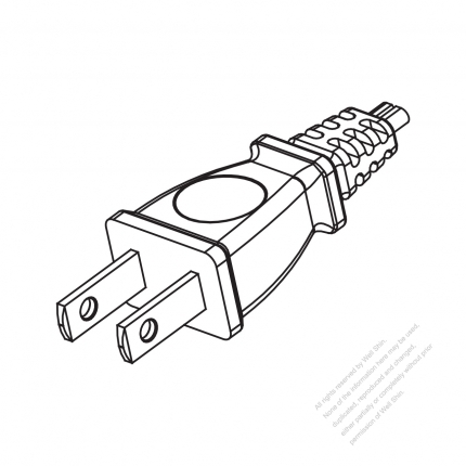 Taiwan/ Japan 2-Pin 2 wire Straight AC Plug, 7A/9A/ 11A/ 15A/12A 125V