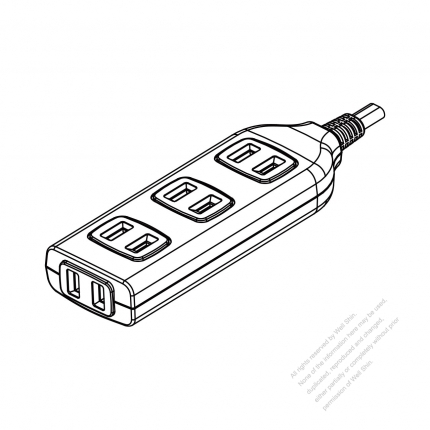 Japanese Type Power Strip 2-Pin 4 outlets, Shutter Protection 15A 125V