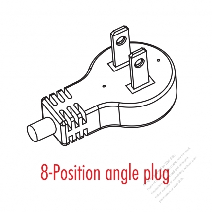 USA/Canada 2-Pin 2 wire Angle Type AC Plug, 7A 125V